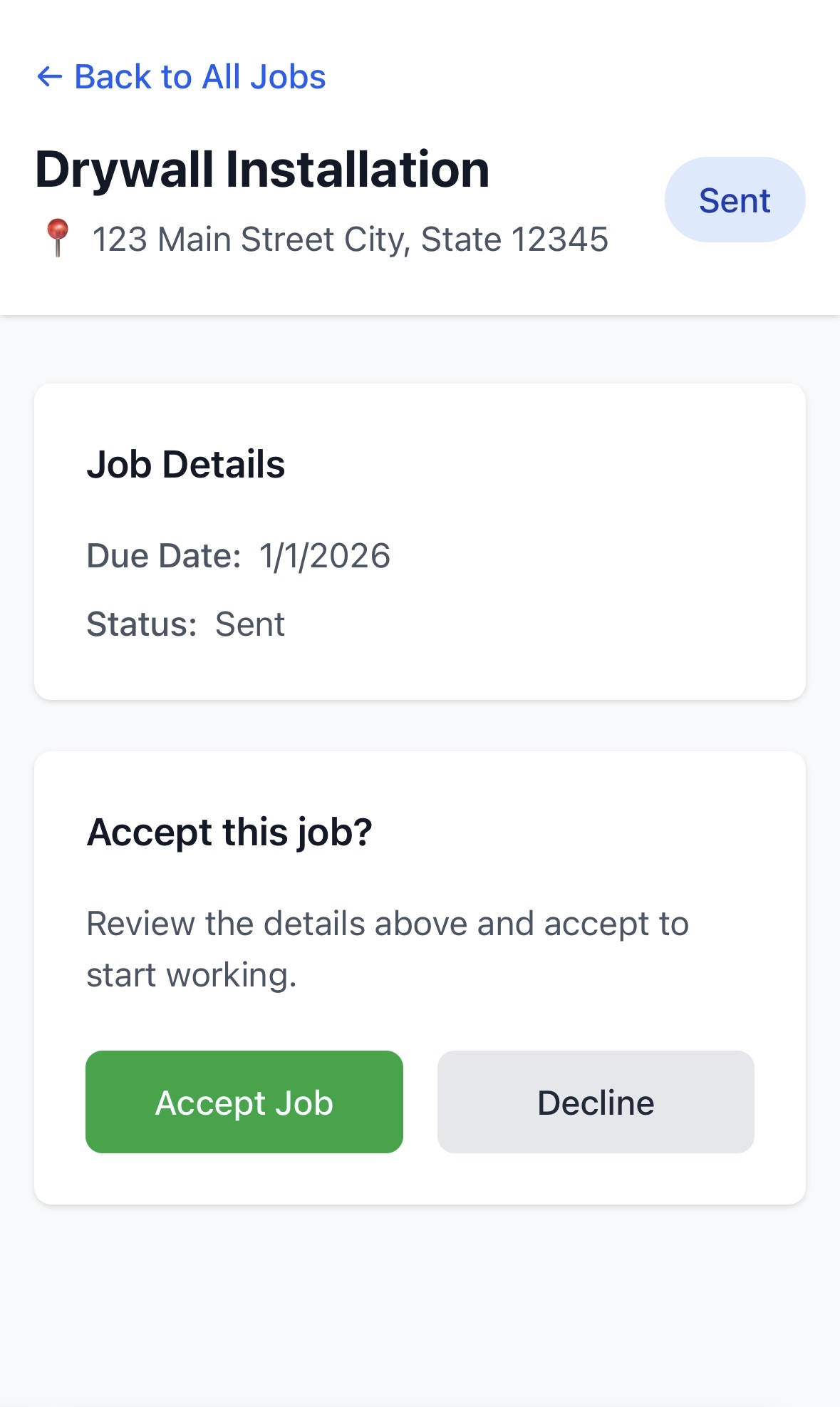 ConTrack Subcontractor Web View - Simple form submission interface